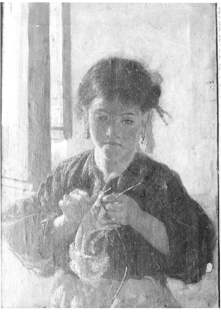 Igura di giovane donna che rammenda - Calitri, Avellino